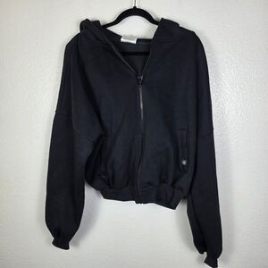 Blogilates Full Zip Marshmallow Hoodie Oversized Fit Women's Size S Black